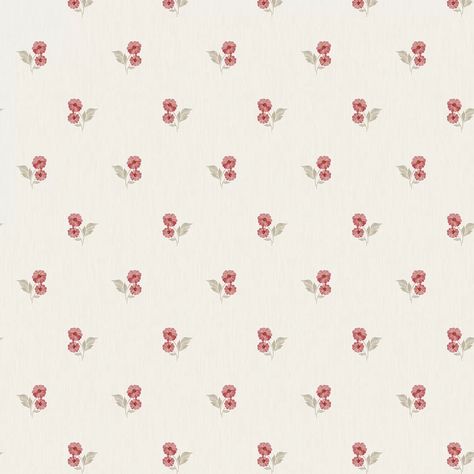 A lightly textured wallcovering with small scale daisy sprig motifs. Shown in the red colourway. Red Print Wallpaper, Red Ipad Wallpaper, Light Red Wallpaper, Light Red Aesthetic, Red Floral Wallpaper, French Country Wallpaper, Color Moodboard, Red Flower Wallpaper, Notion Library