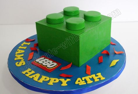 Celebrate with Cake!: Lego Block Cake Lego Cake Design, Lego Cakes For Boys, Lego Birthday Sheet Cake, Lego Blocks Cake, Easy Diy Lego Cake, Lego Brick Cake, Lego Mini Figure Cake, Fondant Lego Bricks, Cake Lego