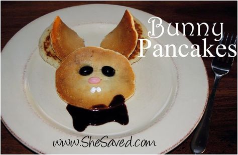 Our Easter Breakfast Bunny Pancakes...made with De Wafelbakkers yummy pancakes! Easter Pancakes, Easter Bunny Pancakes, Deserturi Raw Vegan, Bunny Pancakes, Easter Breakfast, Food Art For Kids, Holiday Breakfast, Julia Child, Easter Brunch