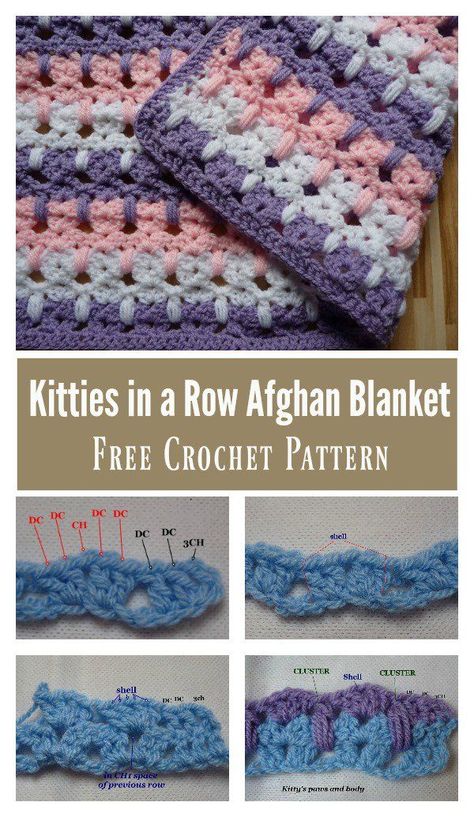 Crochet Cat Stitch Blanket, Crochet Cat Stitch Pattern, Cat Stitch Crochet Free Pattern, Cat Stitch, Kat Haken, Crochet Cat Pattern, Cat Blanket, Manta Crochet, Haken Baby