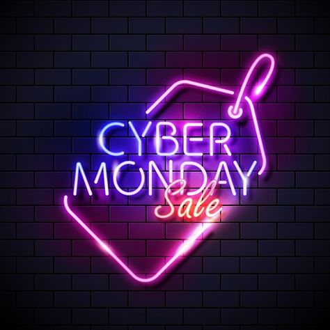 Cybermonday Graphic Design, Brochure Background, Cybermonday Sale, Neon Icons, Print Design Template, Free Banner, Publicidad Creativa, Bargain Hunter, Neon Design