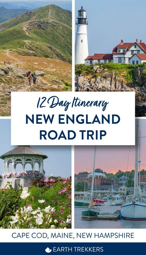 12 day New England road trip itinerary. Includes Cape Cod, Martha's Vineyard, Kancamagus Highway, White Mountains of New Hampshire, and Isle au Haut with the option to add on Boston and Acadia National Park. Map Of New England States, 7 Day New England Road Trip, 10 Day New England Road Trip, New England Train Trip, 5 Day New England Road Trip, Best Places To Visit In New England, New England Things To Do, New England States Road Trip, New England Road Trip Summer