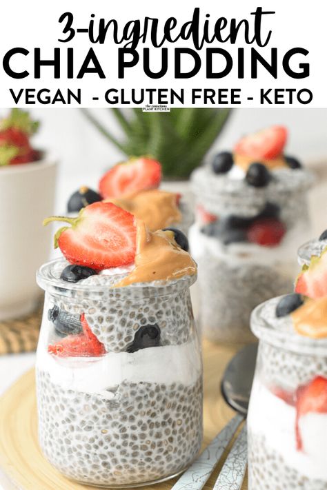 An easy 3 ingredient Chia Pudding to starts the day with a high-fiber protein breakfast. Plus, this chia pudding recipe is also dairy-free, low-carb and vegan friendly so everyone can enjoy it! Chai Pudding, Chia Pudding Recipes Healthy, Overnight Chia Pudding, Keto Pudding, Easy Pudding Recipes, Dairy Free Protein, Chia Pudding Recipe, Chia Seed Recipes Pudding, Pudding Flavors