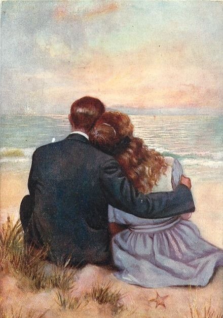 Leaning Head On Shoulder Drawing, Arms Around Shoulder Reference, Hug Pose, Couple Painting, Vintage Couples, Cowboy Art, Romance Art, Couple Stuff, Antique Postcard