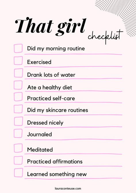 a list of that girl checklist Self Care Bullet Journal, Vie Motivation, Regina George, Get My Life Together, Self Confidence Tips, Confidence Tips, Glow Up Tips, Girl Inspiration, Girl Tips