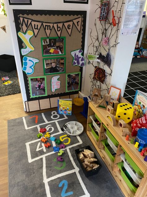 Eyfs Reception, Preschool Construction Area, Eyfs Maths Display, Maths Area Eyfs, Maths Display Eyfs Nursery, Eyfs Maths Area, Early Years Maths Area, Reggio Maths Area, 7 Areas Of Learning Eyfs Display