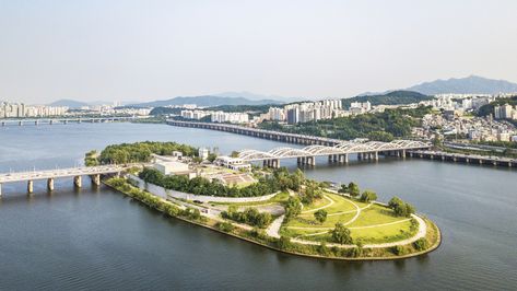 Artificial Island, Jungle House, Han River, Neoclassical Architecture, Park Landscape, Island Park, Bridge Building, Urban Fabric, Pedestrian Bridge