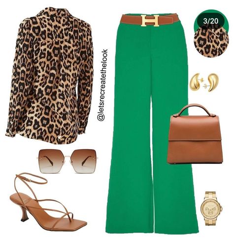 Leopard Top Outfit Ideas, Green And Leopard Outfit, Recreate Yourself, Marvelous Monday, Leopard Print Outfits, Colour Combinations Fashion, Classy Winter Outfits, Leopard Print Shirt, Stylish Work Attire