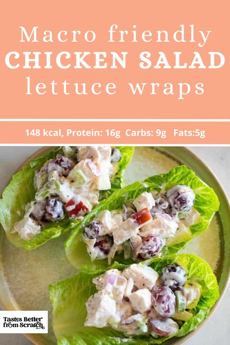 Chicken Salad Lettuce Wraps - clean, macro-friendly meal for dinner. Crisp lettuce filled with flavorful chicken salad. Perfect healthy dinner option. Salat Wraps, Lettuce Wraps Healthy, Greek Yogurt Chicken Salad, Chicken Salad Lettuce Wraps, Yogurt Chicken Salad, Chicken Salad Lettuce, Greek Yogurt Chicken, Yogurt Chicken, Salad Lettuce