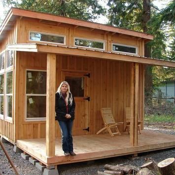 Tiny House Camper, Shed Building, Camp House, Small Log Cabin, Small Tiny House, Shed To Tiny House, Backyard Buildings, Shed Building Plans, Cabin House Plans