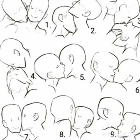 Kissing Drawing, Couple Drawing, Seni Dan Kraf, Drawing Expressions, Tutorials Drawing, Figure Drawing Reference, Anime Drawings Tutorials, Drawing Stuff, Art Refs