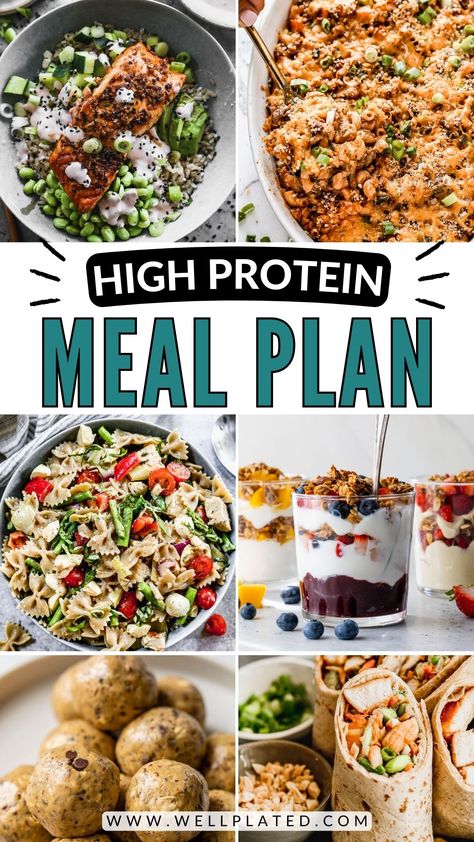 High Protein Meal Plan! Each day of this menu has at least 130 grams of protein!