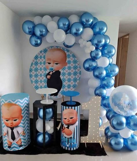 Baby Boss Decoration Ideas, Boss Baby Baby Shower, Baby Shower Cake Designs, Baby Play Areas, Baby Birthday Party Theme, Boss Birthday, Boy Birthday Decorations, Baby Birthday Decorations