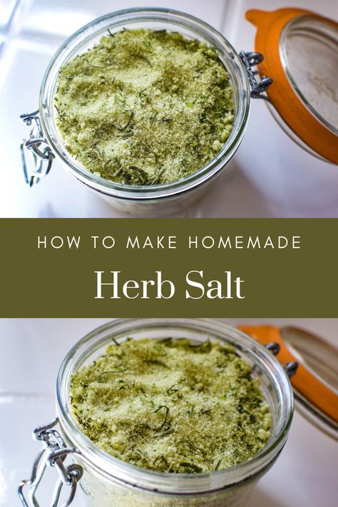 Preserve your garden herbs in the best way possible. By creating a delicious herb salt that you can put on just about anything from eggs, to meats, soups, casseroles and even veggies. It is so good and a simple way to preserve those herbs while saving on specialty salts for your kitchen. Herb Salt Recipe, Make Sun Dried Tomatoes, Medicinal Herbs Remedies, Herb Salt, Cooking With Fresh Herbs, Sage Herb, Preserving Herbs, Flavored Salts, No Salt Recipes