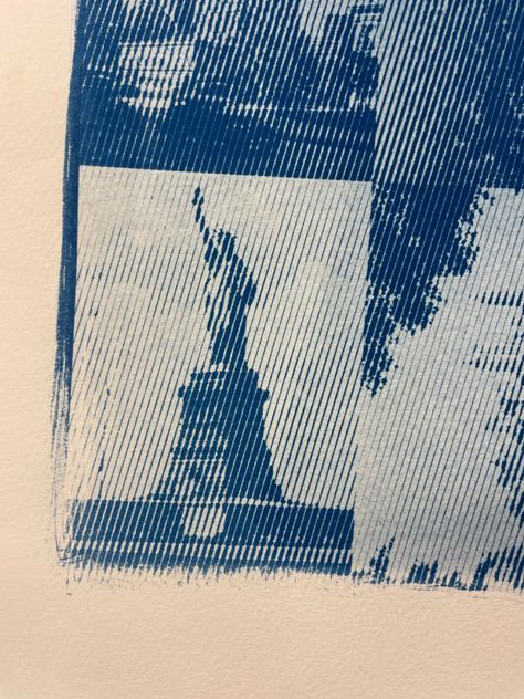 Some print work cyanotype screen print blue halftone new york paper brush work Screen Print Aesthetic, Photographic Screen Printing, Screen Printing Halftone, Drawing Fluid Screenprinting, One Color Screen Print, Screenprinting Ideas, Screen Printing Graphic Design, Halftone Graphic, Screen Print Designs