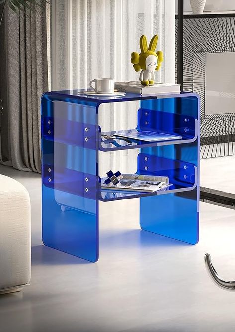 Amazon.com: Clear Acrylic 3-Tier End Table/Nightstand – Sleek Bedside Storage with Durable Design, Perfect for Bedrooms, Living Rooms, or Modern Interiors – Ideal as a Bedside Table or Sofa Side Piece (Orange) : Home & Kitchen Acrylic End Table, Acrylic Side Table, Orange Home, Acrylic Furniture, Bedside Storage, Bedside Night Stands, Blue Home, Bedroom Night Stands, Modern Interiors