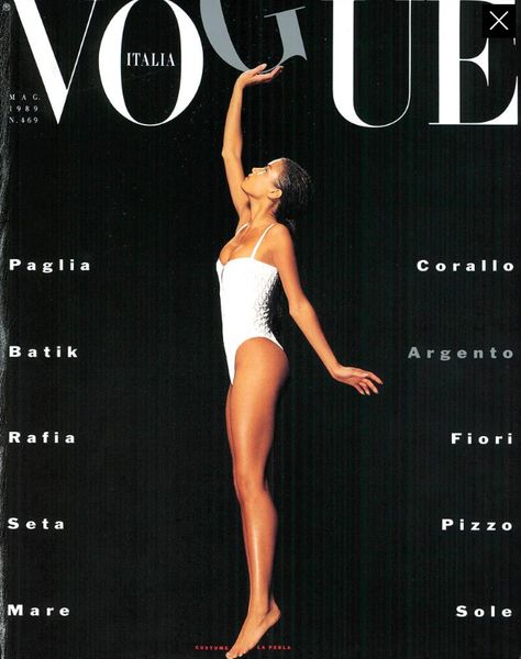 Vogue Aesthetic, Vintage Vogue Covers, Veronica Webb, Editorial Inspiration, Vogue Magazine Covers, Vogue Archive, Patrick Demarchelier, White Bathing Suit, Fashion Magazine Cover