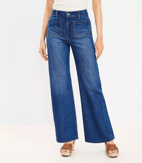 Patch Pocket Jeans Outfit, Jean Ideas, Color Seasons, Wide Leg Jeans Outfit, Petite Blazer, High Rise Wide Leg Jeans, Forever 21 Jeans, Petal Sleeve, Patched Jeans