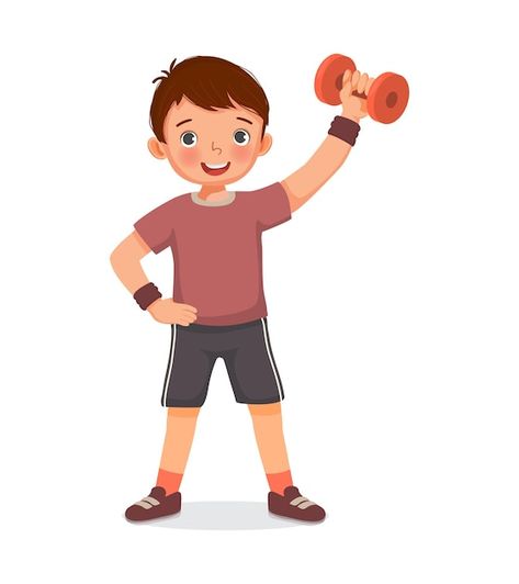 Gym Cartoon Art, Workout With Dumbbells, Everyday Workout, Boy Drawing, Cartoon Boy, Art N Craft, Body Builder, Do Exercise, Dumbbell Workout