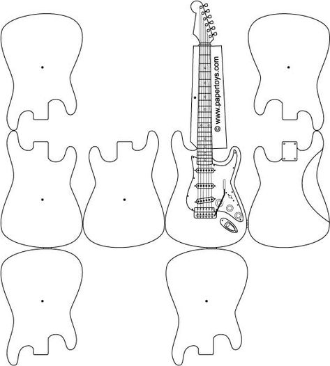 Plantilla para hacer una guitarra en fieltro Paper Guitar, Guitar Template, 3d Pen Stencils, 3d Drawing Pen, 3d Templates, Music Cake, Pop Up Card Templates, Miniature Guitars, Mini Stuff