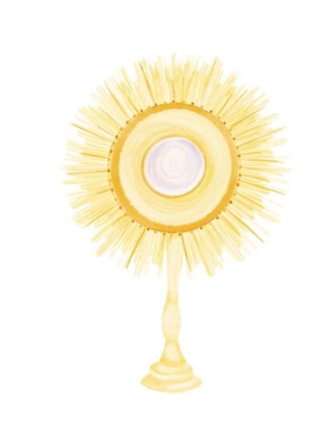 #catholic #catholicchurch #catholicsaints #catholicart #adoration #latin #catholicstickers #monstrance #gold #catholicprayers #worship #traditionalcatholic #cradlecatholic Monstrance Art, Monstrance Catholic, Eucharist Art, Rosary Watercolor, Eucharist Illustration, Holy Sacrament Eucharist, Catholic Watercolor, Catholic Modern Art, Catholic Kids Crafts