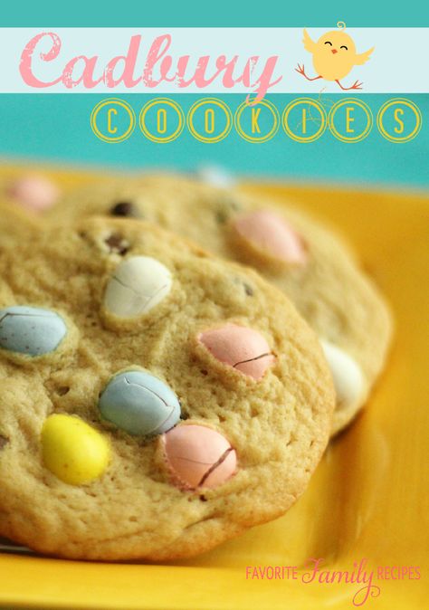 We love these Cadbury Cookies!  You can't go wrong adding Cadbury eggs to anything in my opinion and these cookies are to die for! #cookies ... Cadbury Egg Cookies, Cadbury Cookies, Cadbury Mini Egg Cookies, Cadbury Easter Eggs, Mini Eggs Cookies, Egg Cookies, Cadbury Eggs, No Egg Cookies, Easter Cookies