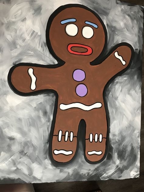 Gingy From Shrek, Gingy Shrek, Shrek Decorations, Shrek Jr, Halloween Canvas Paintings, School Hallway, School Hallways, Shrek, Window Display