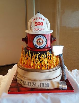 Retirement Cake Ideas, Firefighter Wedding Cakes, Firefighter Birthday Cakes, Fire Fighter Cake, Police Cakes, Fire Wedding, Fireman Cake, Fire Cake, Firefighter Retirement