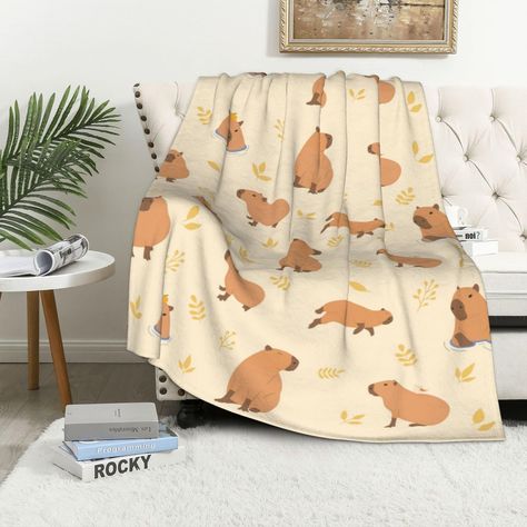 PRICES MAY VARY. Size: 50x40 inches, it is an ideal choice as a gift for kids and adults who love capybara. Ideal for kids to sleep with this cute capybara blanket, snuggle or cover legs for a nap or watching TV Cute Capybara Blanket: Suitable for capybara lover's room decor, sofa, couch, living room, bedroom, office and so on. Ideal capybara gift idea for adults and kids on birthday, Christmas, New Year, etc Features: Neat stitches and printed with cute capybara pattern. The fuzzy capybara thro Capybara Sleeping, Capybara Computer Wallpaper, Capybara Plushies, Capybara Gift Ideas, Capybara Room Decor, Sofa Couch Living Room, Blankets For Bed, Shawl Blanket, Cute Blanket