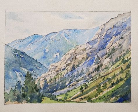 Original watercolor by Mark A Cassata #art #artistsoninstagram #artist #painting #watercolors #watercolours #fineart #fineartpainting #artoftheday #artofinstagram #landscape #landscapepainting #landscapepainter #rockymountains #beartoothmountains #montana #redlodgemontana #mountains #mountainscene #mountainpainting Watercolour Mountains Landscapes, Red Lodge Montana, Watercolor Landscapes, Watercolor Mountains, Mountain Scene, Mountain Paintings, Travel Scrapbook, Mountain Landscape, Watercolor Landscape