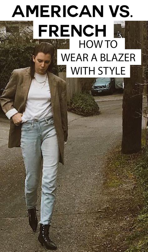 Blazer French Style, Classic Oversized Blazer, Blazer Parisian Style, French Blazer Outfit, Outfits With Oversized Blazers, Oversized Blazer Outfit Petite, Oversized Wool Blazer Outfit, Oversized Tweed Blazer Outfit, Oversized Blazer Outfits For Women