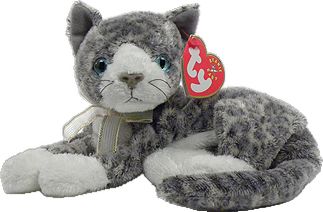 Cat Beanie Baby, Silver Tabby Cat, Ty Bears, Ty Babies, Grey And White Cat, Original Beanie Babies, Turquoise Eyes, Cat Beanie, Beanie Buddies