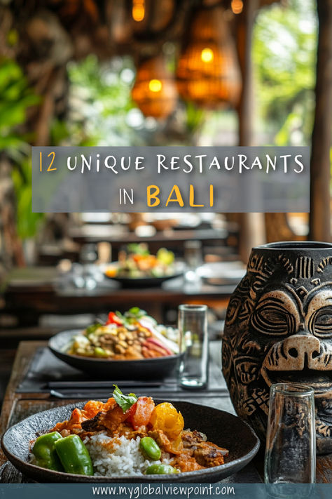 A close-up of a beautifully plated Balinese dish with vibrant ingredients, set on a rustic table surrounded by lush greenery and traditional decor, capturing the essence of unique dining in Bali. Bali Indonesia Restaurants, Best Restaurants In Seminyak, Best Restaurants In Bali, Bali Recipes, Bali Restaurant, Bali Girls, Bali Bucket List, Cool Restaurants, Bali Food