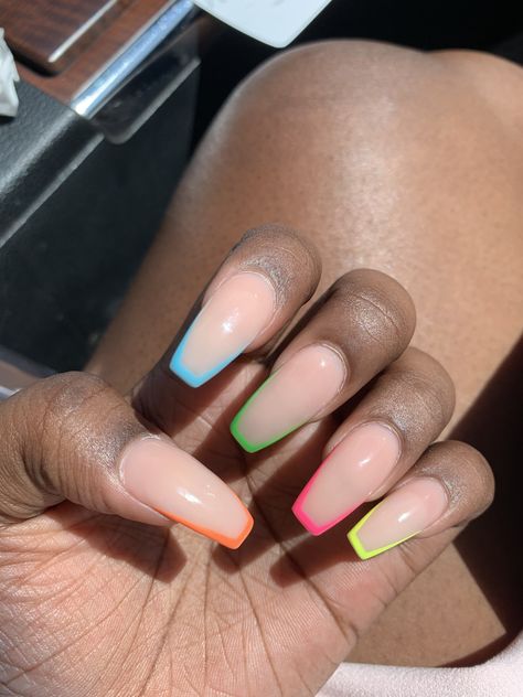 Designed Nails, Mail Designs, Ombre Acrylic, Colour Tip Nails, Ombre Acrylic Nails, Coffin Nails Designs, Fire Nails, Pretty Acrylic Nails, Nail Gel