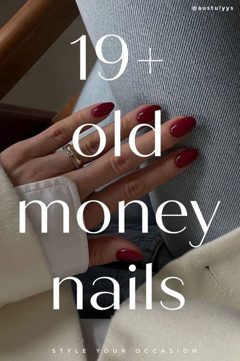 Looking for old money nails ideas? You’ll love this list of classy luxury nails with an old money aesthetic. There’s casual nails - short and long - classic red and elevated nude, almond shape, square, and many more nail design ideas! Square Oval Red Nails, Red No Chip Nails, Maroon Dress Nails, Garnet Acrylic Nails, Dark Scarlet Nails, Red Satin Nails, French Modern Nails, Medium Acrylic Nails Almond Ideas, What Is The Red Nail Theory