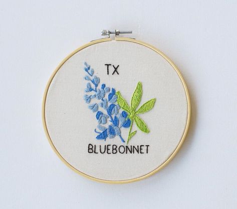 Bluebonnet Embroidery Hoop Art   Bluebonnets are now blooming in Texas! It’s a shame that these circumstances are keeping us from seeing them while driving on the…  Follow me on Instagram and now YouTube! Both are @diysbymai ☺️ Bluebonnet Embroidery, Texas Embroidery, Embroidery Hoop Art, Blue Bonnets, Embroidery Inspiration, Hoop Art, Embroidery Projects, Embroidery Hoop, Follow Me On Instagram