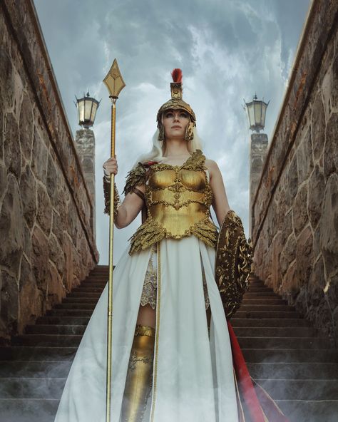 Roman Goddess Cosplay | Shot by Kickass Designs -- instagram.com/kickassdesigns -- Find me on instagram for more! #costumes #photography #movies #romangoddess #halloween #hairstyles #cosplay #photographer #photoshoot #roman #goddess #costumeideas #portland #oregon #photographyideas Athena Goddess Photoshoot, Greek Priestess Character Design, Greece Goddess, Greek Mythology Costumes, Egyptian Goddess Cosplay, Mythology Costumes, Ren Faire Costume, Oregon Photography, Xena Warrior Princess Amazons