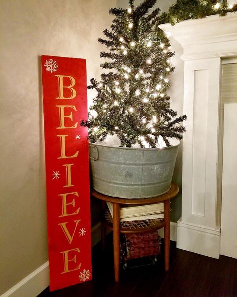 BELIEVE 🌲  December 1st is tomorrow and we are getting ready to share some Christmas Spirit.  Have a photo of something you’ve made in our workshops?  Message or tag us to have your DIY featured this month. ♥️ This DIY  workshop is on Dec 14th at 7pm. Thanks @musclesandmommies for sharing this photo of your DIY in your home. Post Christmas Decor, Diy Front Door, Believe Sign, Diy Instagram, Winter Signs, December 1st, Diy Workshop, Sign Stencils, Number Sign