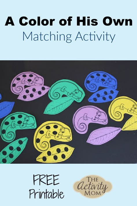 A Color of His Own Matching Activity for Kids. A matching activity for toddlers and preschoolers based on the book A Color of His Own. FREE, printable matching activity for kids. Color Day Activities, Color Activities Preschool, A Color Of His Own, Reptiles Activities, Free Educational Printables, Outdoor Activities For Toddlers, Real Animals, Leo Lionni, Matching Activities