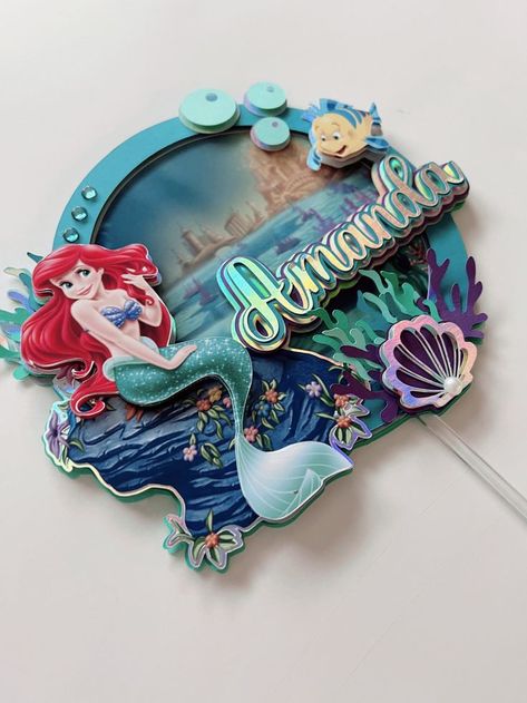 Ariel Cake Toppers, Little Mermaid Cake Topper, Little Mermaid Cake, Disney Cake Toppers, Ariel Cake, Diy Cake Topper Birthday, Mermaid Movies, My Little Pony Cake, Little Mermaid Cakes