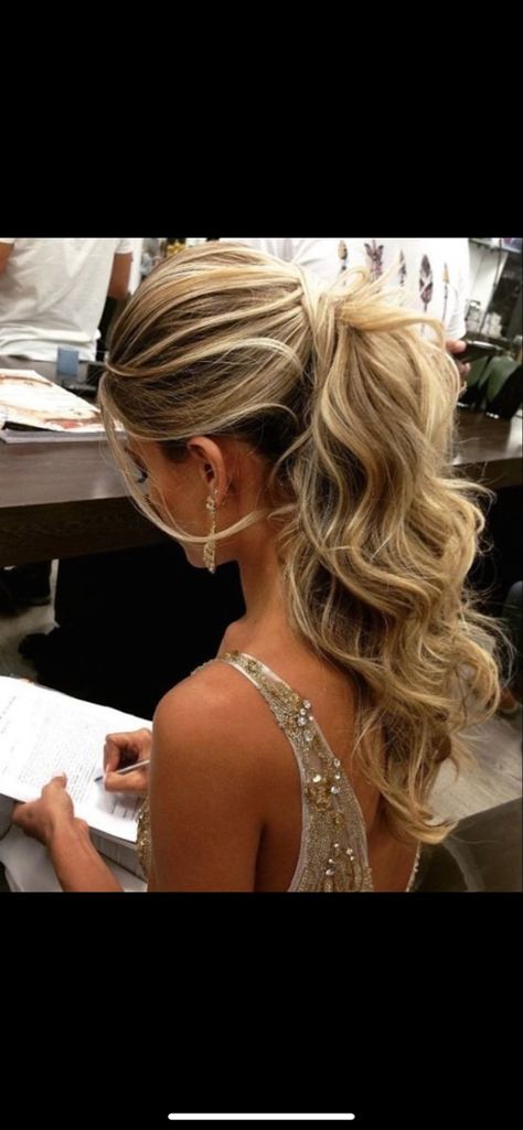 Prom Hairstyles For High Neck Dresses, Wedding Hair With Backless Dress, Backless Dress Wedding Hair, Formal Hairstyles 2023, High Ponytail Pageant Hair, Pulled Back Hairstyles For Prom, Prom Hair To Show Off Back Of Dress, Best Hairstyles For Backless Dress, Hair To Go With One Shoulder Dress