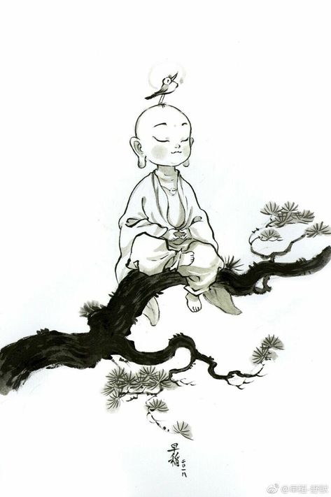 Arte Yoga, Little Buddha, Meditation Art, Buddha Art, Zen Art, Buddhist Art, Chinese Art, 그림 그리기, Asian Art