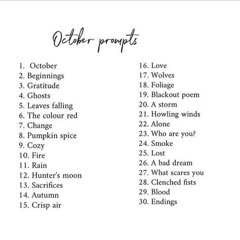 October Writing Prompts 2023, Autumn Poetry Prompts, October Prompts Writing, October Prompts 2023, Fall Poetry Prompts, October Poetry Prompts, Drabble Prompts, Dark Poetry Prompts, Poetry Slideshow