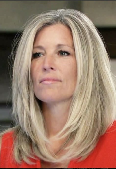 Long Bob Haircut With Side Bangs, Easy Haircuts For Moms Over 40, Laura Wright Hair 2023, Medium Length Hair Face Framing Layers, Long Layered Hair With Side Bangs Over 40, Laura Wright Hair, Jennifer Anniston Layered Haircut, Long Layered Hair With Bangs Over 40, Haircuts For 60 Year Old Women