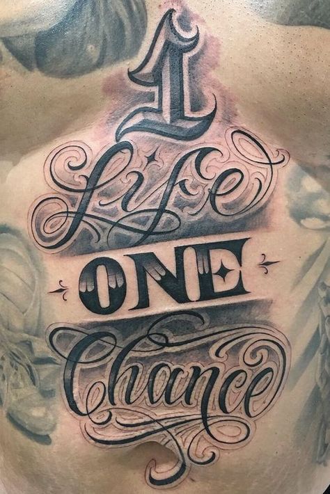 Lettering On Hand Tattoo, Stay In Your Lane Tattoo, Nothing Ventured Nothing Gained Tattoo, Letters Tattoo Designs, One Life One Chance Tattoo, Self Made Tattoo Lettering, Loyalty Out Values Everything Tattoo, Chicano Lettering Tattoo, Lettering Tattoo Ideas