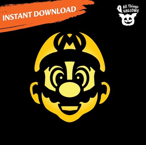 Creative Super Mario Pumpkin Carving Stencil Instant - Etsy Mario Pumpkin Carving Stencil, Mario Pumpkin Carving, Super Mario Pumpkin, Mario Pumpkin, Pumpkin Carving Stencil, Zombie Pumpkins, Carving Templates, Amazing Pumpkin Carving, 90s Fashion Outfits Hip Hop Party