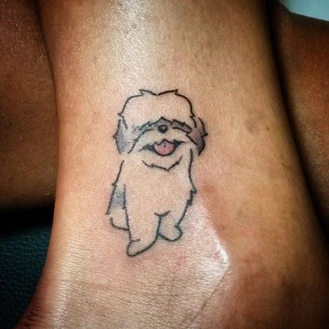 Shih Tzu Tattoo, Tatoo Dog, Small Dog Tattoos, Dog Memorial Tattoos, Tattoo Dog, Dog Outline, Dog Line Art, Line Art Tattoos, Memorial Tattoos