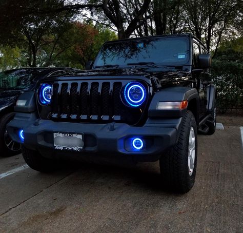 Jeep Wrangler With Led Lights, Jeep Wrangler Matte Black, Jeep Wrangler Led Lights, Jeep Headlights, Jeep Led Lights, Jeep Wrangler Headlights, Black Jeep Wrangler, Jeep Lights, Jeep Wallpaper