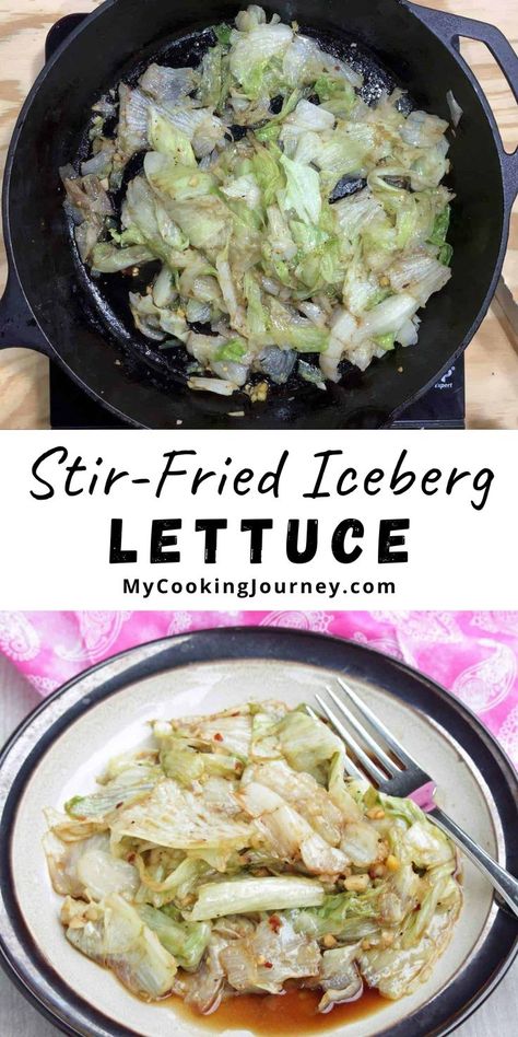 Lettuce does not have to be boring. This stir-fried Iceberg lettuce recipe is so quick to put together and has a wonderful sauce that makes it all come together. Serve it as is or with a side of rice to make it a meal. Iceberg Lettuce Recipes, Stir Fry Lettuce, Lettuce Recipe, Lettuce Recipes, Vegetarian Oyster Sauce, Iceberg Lettuce, Fun Salads, Food Challenge, Stir Fry Recipes