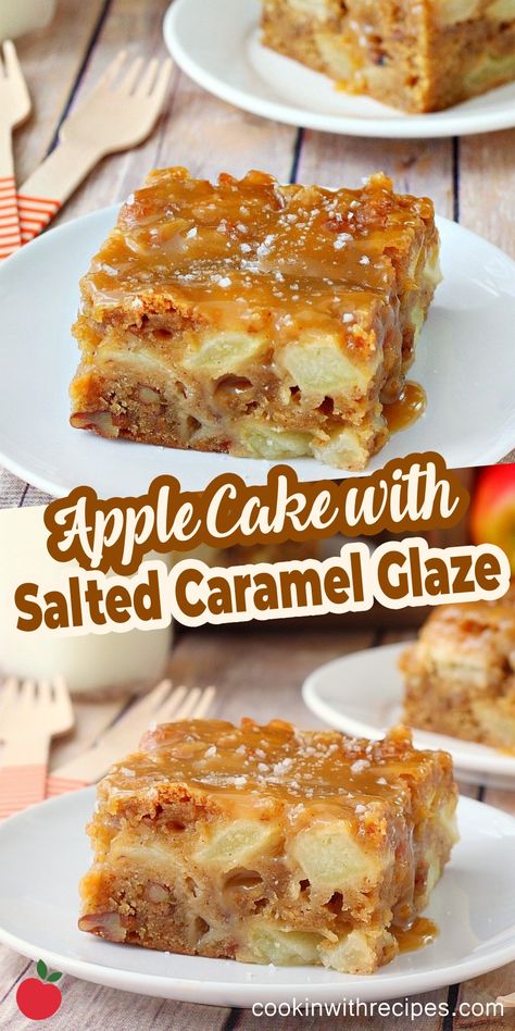 Caramel Glaze Recipe, Salted Caramel Glaze, Fresh Apple Cake, Caramel Glaze, Pecan Cake, Sheet Cake Recipes, Apple Cake Recipes, Nutella Recipes, Fall Spices